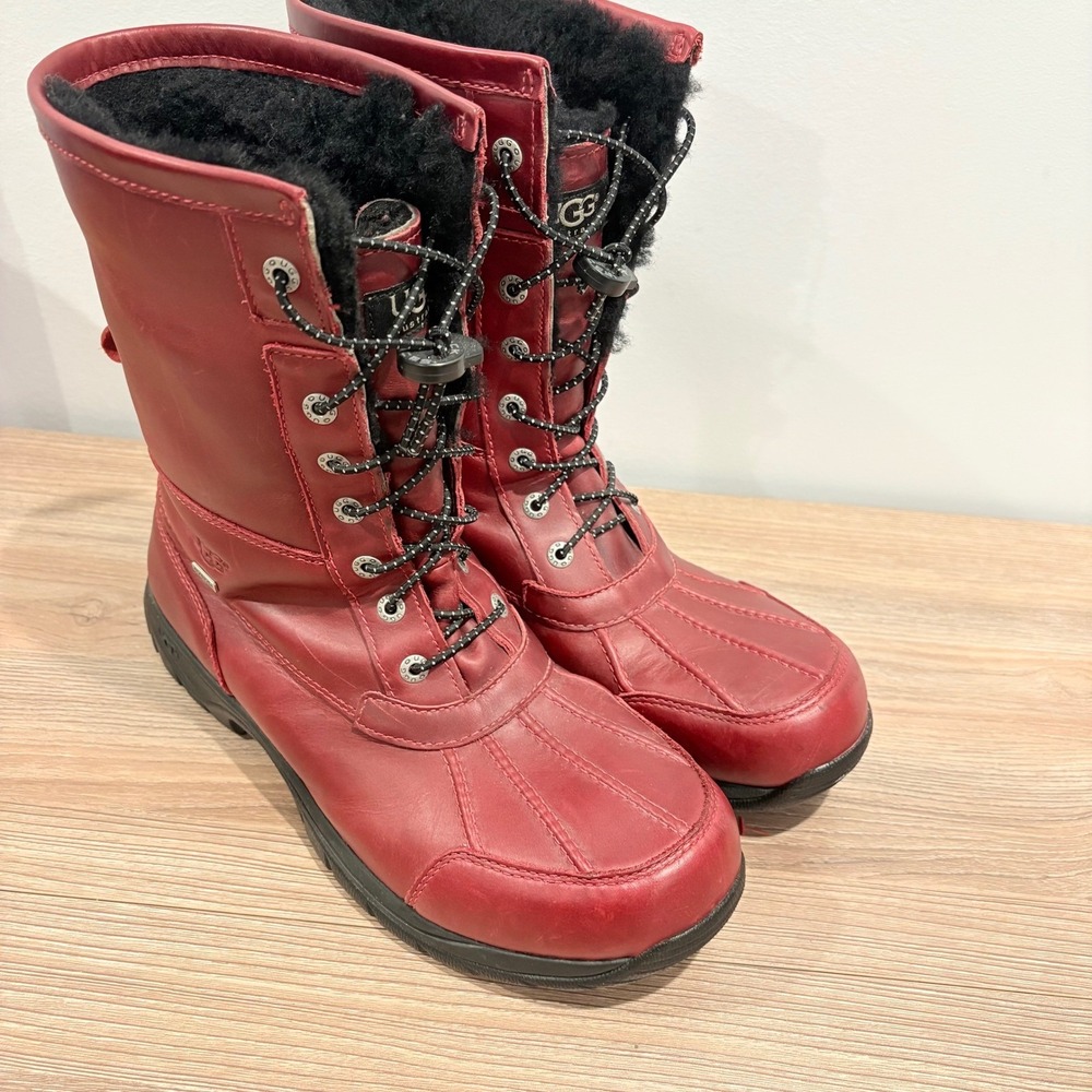 UGG Butte Waterproof Winter Boots Men Red size 10.5 Leather Vibram 1002776